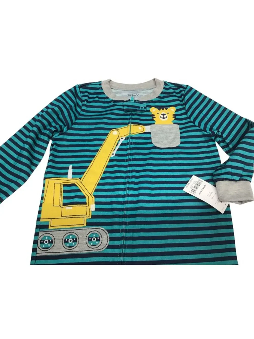 Carters 3T Striped Excavator Graphic Footed Pajamas